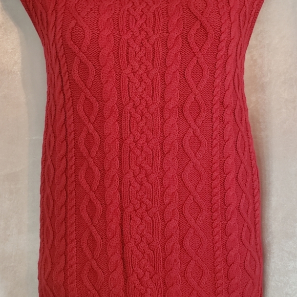 NWOT Valerie Stevens red cotton cable knit turtleneck sweater Womens Large - Picture 5 of 5